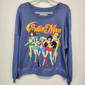 Sailor Moon Graphic Sweatshirt Size XXL Blue Long Sleeve Casual Anime Kawaii
